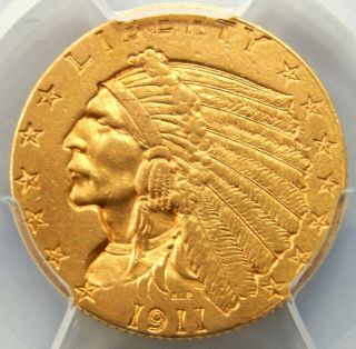 1911 Strong D $2 1/2 Indian Head Gold - PCGS Certified AU 53 2
