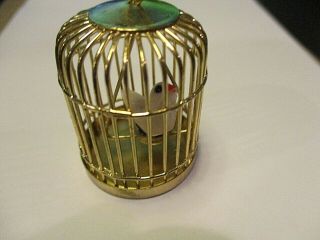 Dollhouse Miniatures Brass Bird Cage W/bird & Stand