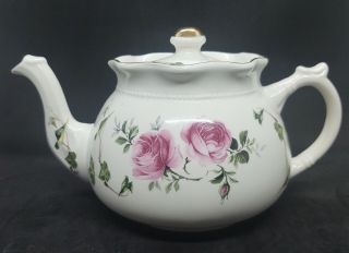 Arthur Wood & Sons Teapot Staffordshire England Roses Gold Leaf Trim