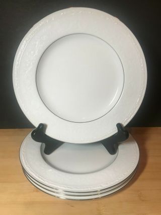 Noritake White Scapes Whitecliff Platinum 4251 Salad Plates Set Of Four