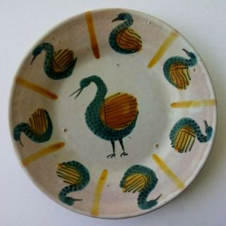 Vintage Vietri - Italian Art Pottery Plate W/ Swans - Italy