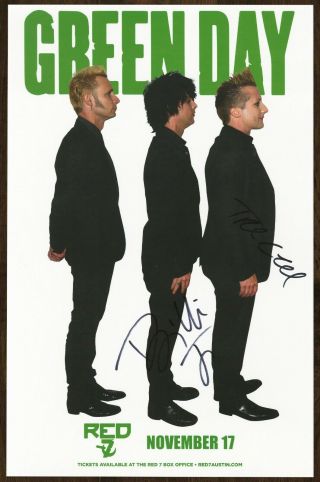 Green Day Autographed Gig Poster Billie Joe Armstrong And Tré Cool