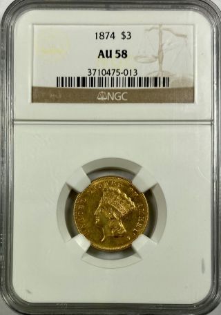 1874 $3.  00 Gold Princess Ngc Au - 58 9950