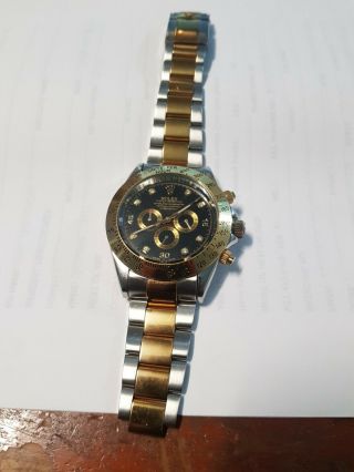 ROLEX DAYTONA GOLD WATCH WITH STONES IN HOUR PORTS.  SOME LINKS MISSING. 5