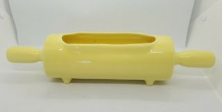 Vintage Camark Pottery Rolling Pin Planter Glossy Yellow Farmhouse Cottagecore