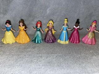 Disney Princess Magic Clip Magiclip Dolls Glitter Glider 7 Dolls With Dresses