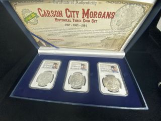 1882 1883 1884 Cc Gsa Morgan Dollar Set Carson City Ngc Don Everhart Hand Signed
