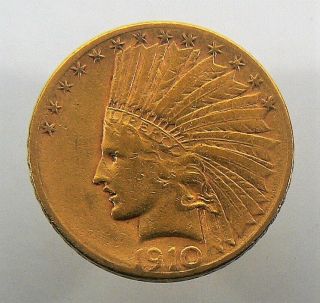 1910 - S $10 Gold Coin Indian Head Eagle