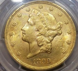1899 $20 Liberty Head Double Eagle Gold Coin Pcgs Ms61 Uncirculated Unc Ms 61