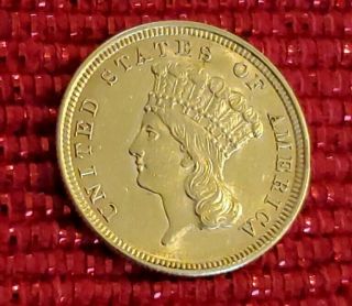 1854 $3 Princess Gold Dollar Gem.  Au,  Coin Problem