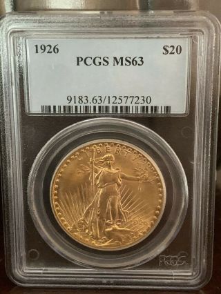 1926 $20 Saint Gaudens Gold Double Eagle Pcgs Ms63.  2/10