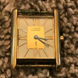 Cartier Vermeil Sterling Quartz Tank Watch / Wristwatch As - Is Broken