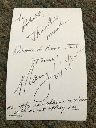 Mary Wilson Signed 3 1/2 X 5 1/2 Promotional Card - The Supremes