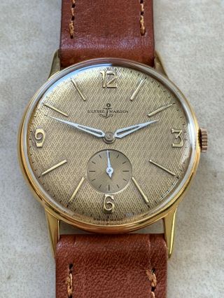 VTG ULYSSE NARDIN TEXTURED CHAMPAGNE DIAL 18K GOLD PLATED CASE FROM 1940 APROX. 2
