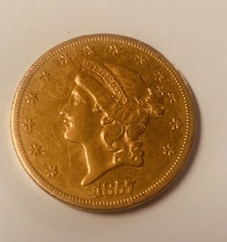 1857 S Gold Double Eagle 20 Dollars.  Priority Mail