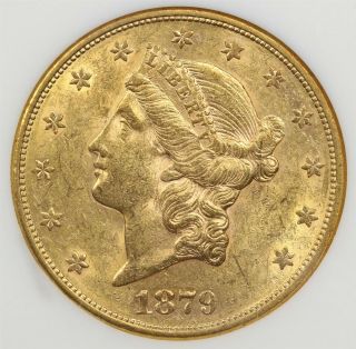 1879 - S Liberty Head Double Eagle Gold $20 AU 58 NGC 3