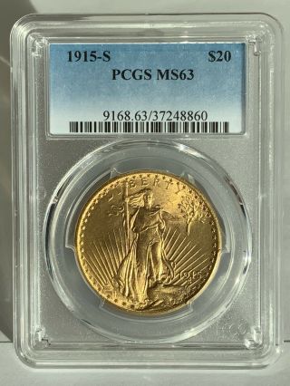 1915 - S $20 Saint Gaudens Gold Double Eagle Pcgs Ms63 37248860