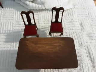 Vintage Dollhouse Furniture Wooden Table With 2 Chairs