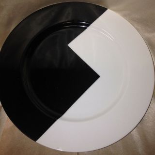 Mikasa Japan Step Black White Dinner Plate 10 3/4 " Fine China L5092