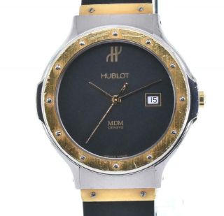 Hublot Mdm 1401.  2 Black Dial Quartz K18/ss Ladies Watch P 100036