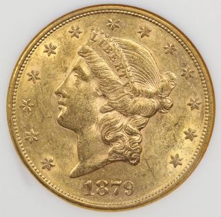 1879 - S Liberty Head Double Eagle Gold $20 AU 58 NGC 3