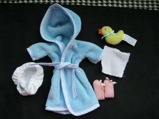 Madeline 8 " Doll Blue Hooded Bathrobe Pink Slippers Shower Cap Wash Cloth Duckie