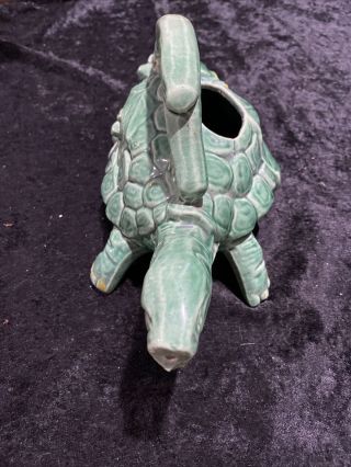 Vintage McCoy Green Turtle Pottery Watering Can Planter 3