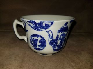 Burgess & Leigh Pictorial Britain Flat Cup Teacup Blue White