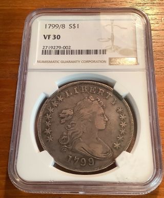 1799/8 $1 Draped Bust Silver Dollar Ngc Vf 30