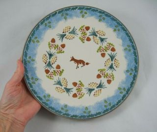 Nicholas Mosse Pottery Plate 9.  25 " Red Fox Pine Cones Acorns Ireland