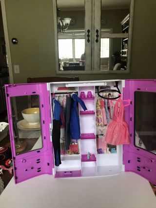 Mattel Barbie Pink Wardrobe Clothing Closet Storage Hard Plastic Carrying Case
