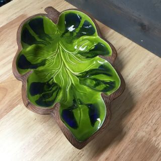 Treasure Craft Large Leaf Dish Blue Green