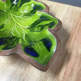Treasure Craft Large Leaf Dish Blue Green 2