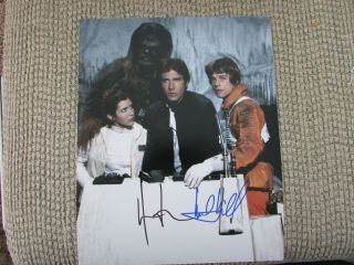 Star Wars Harrison Ford & Mark Hamill With Carrie Fisher 8x10 Photo No