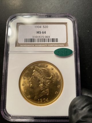 1904 Us Gold $20 Liberty Head Double Eagle - Ngc Ms64 Cac