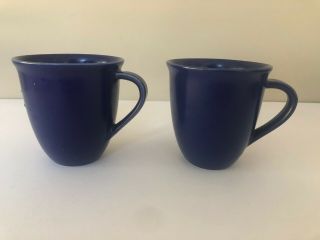 2 Large Scandinavian Höganäs Keramik Stengods Sweden Blue Coffee Or Tea Mugs