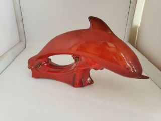 Vintage Blue Mountain Pottery Red Glaze Dolphin Figurine