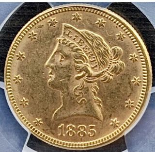 1885 Ten Dollar ($10) Liberty Gold Eagle.  Pcgs Ms61.  Choice,  Look