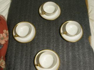 4 Vintage Haviland Limoges France Gold Rimmed Coffee Cups and Saucers 3