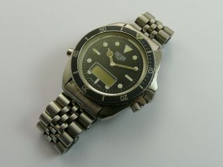 Vintage Heuer Digi Ana 980.  024 Gents All Stainless Divers Watch N/w For Repair