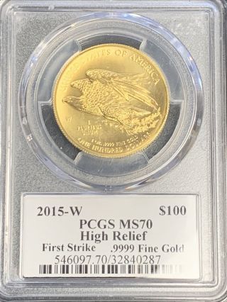 Pcgs 2015 W Ms 70 High Relief G$100 Pure Gold First Strike - Signed Dir E.  C.  Moy