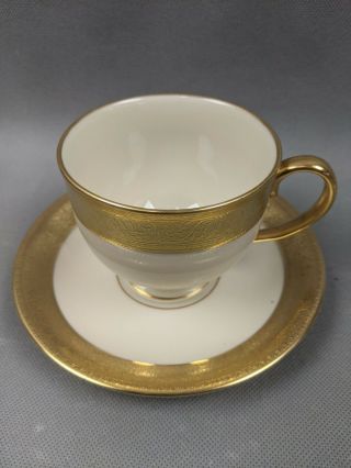 Lenox China Westchester Footed Cup & Saucer Set 24k Gold Rim Tea Cup