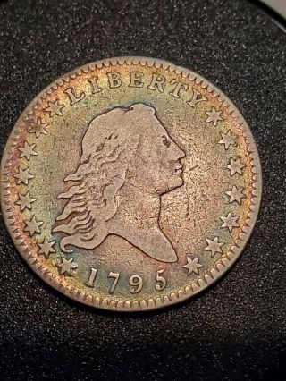 1795 Flowing Hair Silver 50c 2 Leaves Bust Half Dollar Coin