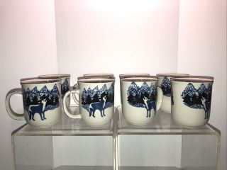 Folk Craft Wolf By Tienshan Set Of 8 Mugs/glasses