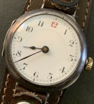 Rolex Reberg W&d 28mm Sterling Wwi Military Trench Watch.  Cleaned,  Oiled,  &timed.