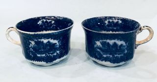 Pr.  1845 Flow Blue T.  J.  &j.  Mayer Oregon Oriental Asian Porcelain Tea Cups