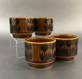 Hornsea Heirloom 1973 Pottery Set Of 4 Egg Cups Vintage Mid Century England