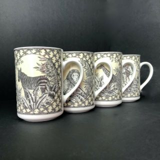 Safari 5237 Coffee Cups American Atelier Set Of 4 Porcelain Mugs