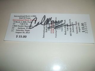 Rockabilly Legend Carl Mann Autographed Ticket International Rock - A - Billy Hof
