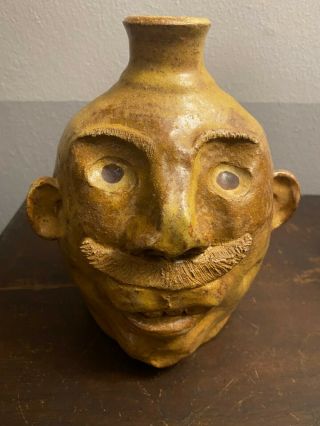 8” Ugly Face Jug Southern Face Pottery By Janice Vickers Elk Hall Pottery